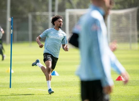 Fussball, Herren, Saison 2025 26, 2. Bundesliga, Hertha BSC, Training, v.l. Jeremy Dudziak (Hertha BSC), 06.08. 2025,