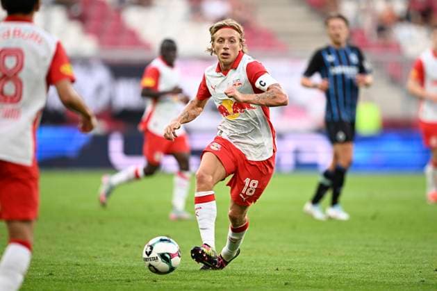 Salzburg v Club Brugge - UEFA Champions League SALZBURG, AUSTRIA - AUGUST 06 : Bidstrup Mads midfielder of Salzburg during the UEFA Champions League 2025 26 third qualifying round first leg between Salzburg and Club Brugge on August 6, 2025 in Salzburg, Austria, 06 08 2025 Salzburg Austria  Copyright: xTomasxSiskx