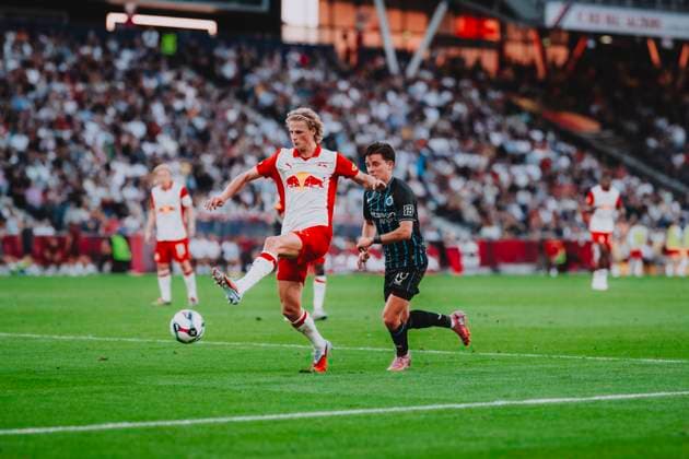 UEFA Champions League 3rd Qualifiying round : FC Red Bull Salzburg - Club Brugge SALZBURG, AUSTRIA - AUGUST 06: Maurits Kjaergaard of FC Red Bull Salzburg seen during to the UEFA Champions League 3rd qualifying round first leg match FC Red Bull Salzburg vs. Club Brugge on August 06, 2025 in Salzburg, Austria. Copyright: xAndreasxSchaadx-xFCxRedxBullxSalx _AS26896