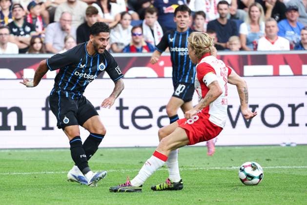 SOCCER - UEFA CL, RBS vs Brugge SALZBURG,AUSTRIA,06.AUG.25 - SOCCER - UEFA Champions League, qualification, Red Bull Salzburg vs Club Brugge. Image shows Ludovit Reis (Brugge).  GEPAxpictures xDavidxGeieregger