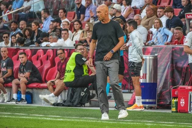 Fussball Österreich, UEFA Champions League 2025 2026, 3. Qualifikationsrunde - FC Red Bull Salzburg vs. Club Brügge - Red Bull Arena (Salzburg, Wals-Siezenheim, Österreich): Thomas Letsch (Red Bull Salzburg, Trainer) Copyright: xLukasxBierederx