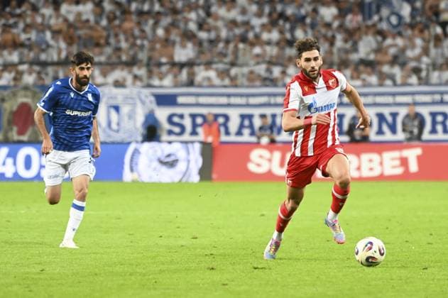 Nair Tiknisian during match of the third qualifying round of the UEFA Champions League between Lech Poznan vs Crvena Zvezda, Poland, on August 6 2025  Copyright: xMichalxDubiel IPAxSportx xipa-agency.netx xx IPA_61825836 IPA_Agency_IPA61825836