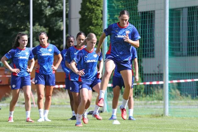 GPFBL: Öffentliches Training der RB Leipzig Frauen, 06.08.25 Giovanna Hoffmann (7, RB Leipzig). Fußball, Google Pixel Frauen-Bundesliga, Saison 2025 2026, Öffentliches Training von RB Leipzig am 06.08.25 in der Sportschule Abtnaundorf, Trainingscampus. Copyright: xBEAUTIFULxSPORTS JanxKaeferx