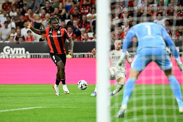 FOOTBALL : OGC Nice VS SL Benfica - Champions League - 06 08 2025 - Allianz Riviera Terem Moffi (OGC Nice) - First leg of the third qualifying round of the Champions League between OGC Nice and SL Benfica, on 6th August 2025 at the Allianz Riviera in Nice. NiceFrance  Copyright: xWilliamxCannarellax