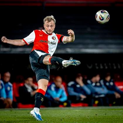 Feyenoord Rotterdam forwarder Casper Tengstedt during the match Feyenoord - Fenerbahce at the Kuip Stadium for the third qualifying round champions league season 2025-2026 in Rotterdam, Netherlands on 6 august 2025, (photo by Marcel van Dorst EYE4images DeFodi Images)