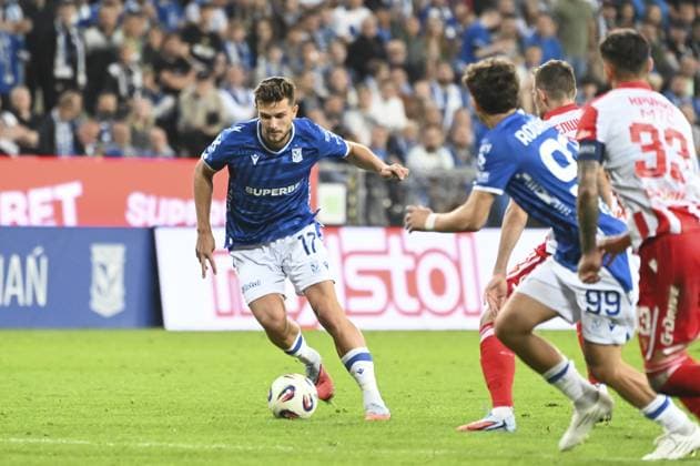 Filip Szymczak during match of the third qualifying round of the UEFA Champions League between Lech Poznan vs Crvena Zvezda, Poland, on August 6 2025  Copyright: xMichalxDubiel IPAxSportx xipa-agency.netx xx IPA_61827760 IPA_Agency_IPA61827760