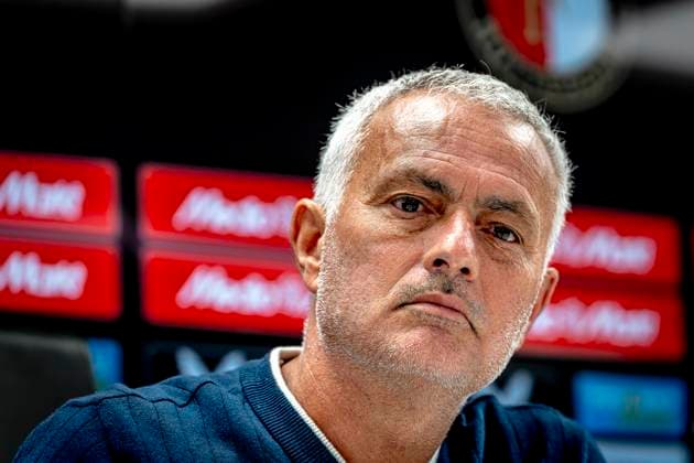 Fenerbahce SK trainer Jose Mourinho during te press conference, PK, Pressekonferenz after the match Feyenoord - Fenerbahce at the Kuip Stadium for the third qualifying round champions league season 2025-2026 in Rotterdam, Netherlands on 6 august 2025, (photo by Marcel van Dorst EYE4images DeFodi Images)