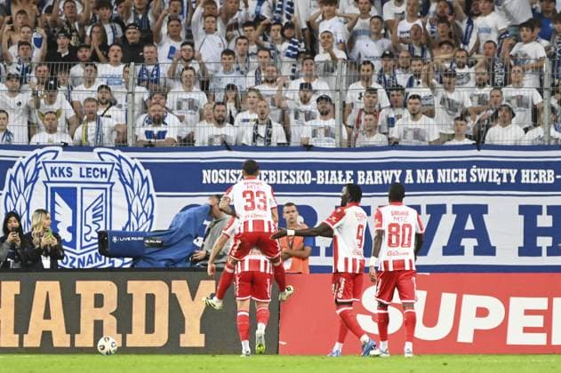 CALCIO - UEFA Champions League - Lech Poznan vs Crvena Zvezda Rade Krunic, joy after goal during match of the third qualifying round of the UEFA Champions League between Lech Poznan vs Crvena Zvezda, Poland, on August 6 2025 Poznan Poland  Copyright: xIPAxSport ABACAx