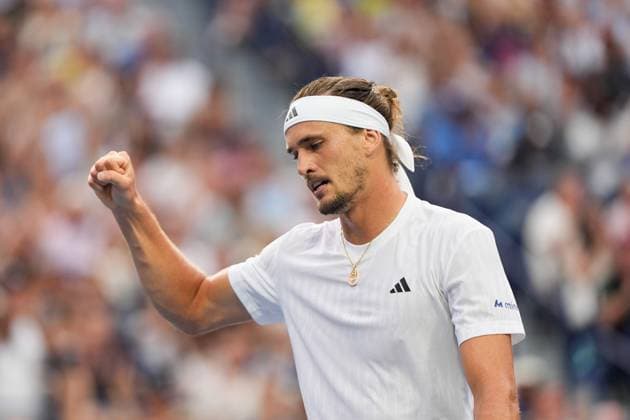 National Bank Open 2025 - Day 12 TORONTO, CANADA - AUGUST 6 : Alexander Zverev of Germany celebrates a point against Karen Khachanov during the men’s singles semifinals on day twelve of the 2025 National Bank Open at Sobeys Stadium in Toronto, Ontario, Canada on August 6, 2025. Mert Alper Dervis Anadolu Ontario Canada. Editorial use only. Please get in touch for any other usage.  Copyright: x2025xAnadoluxMertxAlperxDervisx