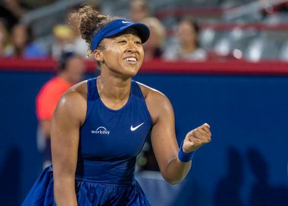 August 6, 2025, Montreal, Pq, Canada: Naomi Osaka of Japan celebrates her win over Clara Tauson of Denmark during semifinal tennis action at the National Bank Open in Montreal, Wednesday, Aug. 6, 2025. Canada News - August 6, 2025  - ZUMAc35_ 20250806_zaf_c35_092 Copyright: xChristinnexMuschix