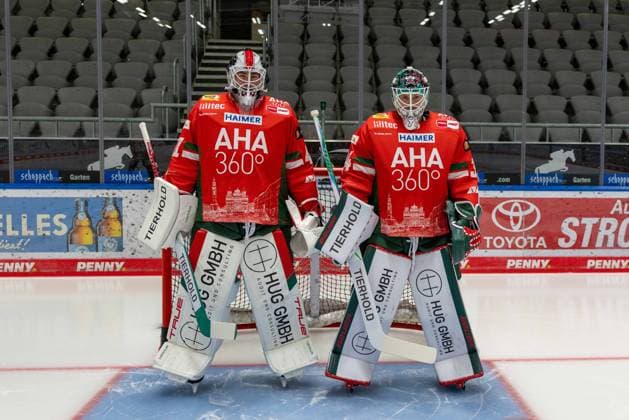 l-r: Peyton Jones 41 (Augsburger Panther), Michael Garteig 34 (Augsburger Panther), Mannschafts und Portraitbilder, Augsburger Panther, Saison 2025 2026, Eishockey, Penny-DEL, 06.08.2025 Augsburg Bayern Deutschland