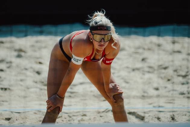Beach volleyball, Beachvolleyball - Baden Challenge BADEN,AUSTRIA,07.AUG.25 - BEACH VOLLEYBALL - FIVB World Tour - Baden Challenge. Image shows Lia Berger (AUT).  GEPAxpictures xAlexanderxSolc