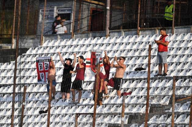 CFR Cluj - FC Braga, UEFA Europa League Fans of SC Braga in action during the UEFA Europa League third qualifying round - first leg game between CFR Cluj and SC Braga, in Cluj Napoca, thursday, August 07, 2025. Alex Nicodim Imago Images Copyright: xAlexxNicodimx