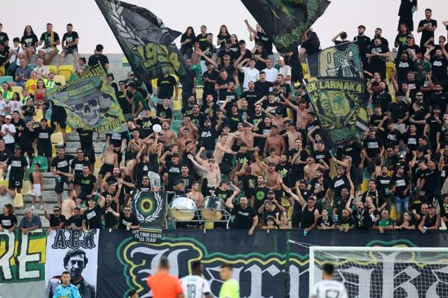 LARNAKA 07.08.2025 PIERWSZY MECZ III RUNDA ELIMINACYJNA LIGA EUROPY SEZON 2025 26: AEK LARNAKA - LEGIA WARSZAWA --- UEFA EUROPA LEAGUE THIRD QUALIFYING ROUND FIRST MATCH: AEK LARNACA - LEGIA WARSAW KIBICE AEK FOT. PIOTR KUCZA FOTOPYK NEWSPIX.PL --- newspix.pl POLAND OUT! 