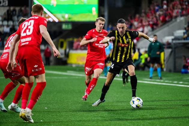250807 Amor Layouni of Häcken during the UEFA Champions League qualifier football match between Häcken and Brann on August 7, 2025 in Göteborg. Photo: Carl Sandin BILDBYRAN kod CS CS0748 fotboll football soccer fotball uefa europa league europa league häcken brann bbeng Copyright: CARLxSANDIN BB250807CS065