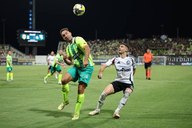 LARNAKA 07.08.2025 PIERWSZY MECZ III RUNDA ELIMINACYJNA LIGA EUROPY SEZON 2025 26: AEK LARNAKA - LEGIA WARSZAWA --- UEFA EUROPA LEAGUE THIRD QUALIFYING ROUND FIRST MATCH: AEK LARNACA - LEGIA WARSAW ANGEL GARCIA RUBEN VINAGRE FOT. PIOTR KUCZA FOTOPYK NEWSPIX.PL --- newspix.pl POLAND OUT! 