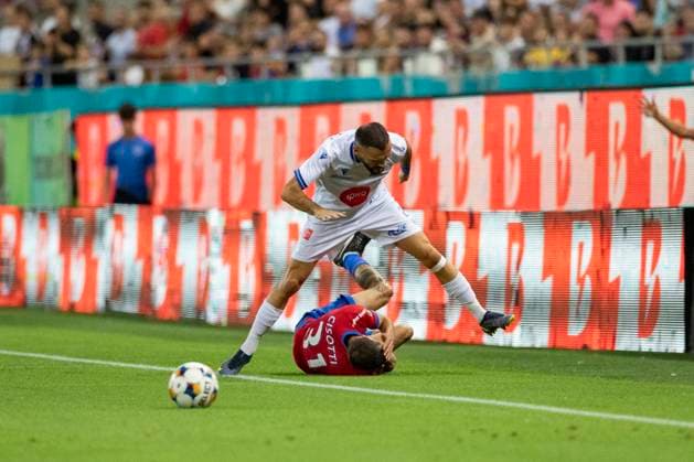 August 07, 2025, UEFA EUROPA LEAGUE, Third qualifying round 1st leg, FCSV (ROU) vs Drita (KOS), Bucharest, National Arena Stadium 25 Veton Tusha puts in a tackle