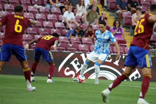 FOOTBALL : Geneve Vs Utrecht - Europa league 2025-2026 - stade de Geneve- 07 08 2025 Adrian Blake FC Utrecht Geneve  Copyright: xStÃ phanexPILLAUDx