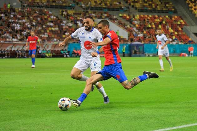 August 07, 2025, UEFA EUROPA LEAGUE, Third qualifying round 1st leg, FCSV (ROU) vs Drita (KOS), Bucharest, National Arena Stadium 31 Juri Cisotti dribbles the opponent in speed and crosses the ball