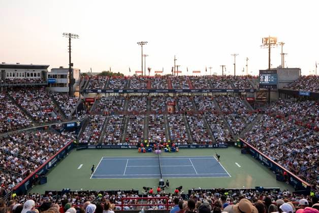 August 7, 2025, Montreal, Pq, CANADA: Naomi Osaka of Japan, right, serves during finals tennis action against Victoria Mboko of Canada, at the National Bank Open in Montreal on Thursday, August 7, 2025. Canada News - August 7, 2025 - ZUMAc35_ 20250807_zaf_c35_138 Copyright: xChristopherxKatsarovx