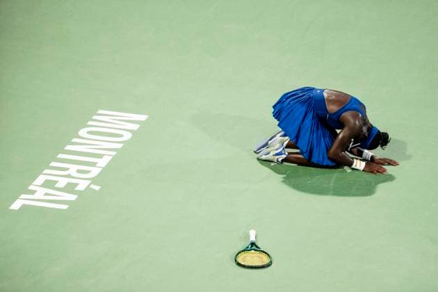 August 7, 2025, Montreal, Pq, CANADA: Victoria Mboko of Canada celebrates her win over Naomi Osaka of Japan following finals tennis action at the National Bank Open in Montreal on Thursday, August 7, 2025. Canada News - August 7, 2025  - ZUMAc35_ 20250807_zaf_c35_156 Copyright: xChristopherxKatsarovx