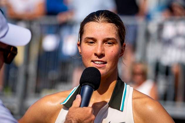 TENNIS - WTA, Tennis Damen Ladies Open Amstetten AMSTETTEN,AUSTRIA,08.AUG.25 - TENNIS - ITF World Tennis Tour, Ladies Open Amstetten. Image shows Lilli Tagger (AUT) during the post match interview.  GEPAxpictures xKevinxHackner
