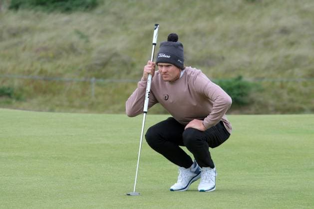 UK: Nexo Championship, Old Course at Trump International Golf Links, Aberdeen, Scotland on 08 August 2025: Pictured: Andreas Halvorsen (Norway) on the 13th green during the second round of the Nexo Championship 2025 at Trump International Golf Links, Aberdeenshire, Scotland Aberdeen Trump International Golf Links Scotland Copyright: xAlexxToddx