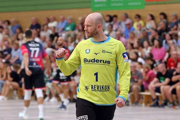 08.08.2025, xovx, Handball Lindencup 2025, HSG Wetzlar - SC DHfK Leipzig Jubel bei Bart Ravensbergen (HSG Wetzlar) Linden Stadthalle Hessen Deutschland (DE)