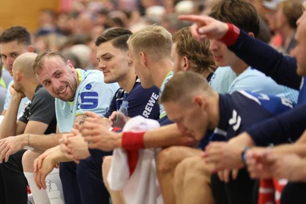 IHC 2025: VfL Gummersbach vs Kadetten Schaffhausen; 08.08.25 Lukas Blohme (Nr.08, VfL Gummersbach) IHC 2025: VfL Gummersbach vs Kadetten Schaffhausen, KGS-Sporthalle am 08.08.25 Copyright: xBEAUTIFULxSPORTS MarioxM.xKobergx