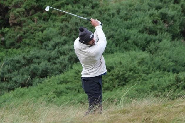 UK: Nexo Championship, Old Course at Trump International Golf Links, Aberdeen, Scotland on 08 August 2025: Pictured: Clement Sordet (France) during the second round of the Nexo Championship 2025 at Trump International Golf Links, Aberdeenshire, Scotland Aberdeen Trump International Golf Links Scotland Copyright: xAlexxToddx