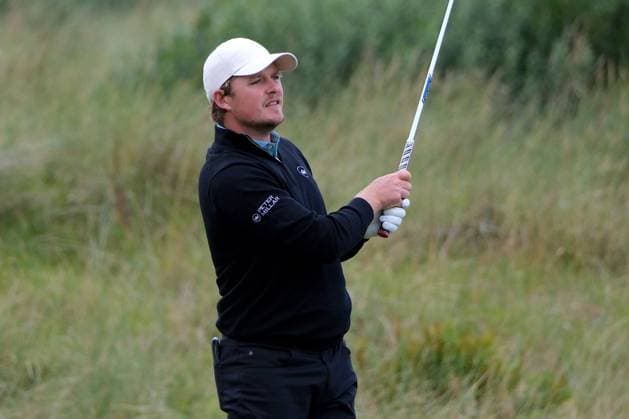 UK: Nexo Championship, Old Course at Trump International Golf Links, Aberdeen, Scotland on 08 August 2025: Pictured: Eddie Pepperell (England) during the second round of the Nexo Championship 2025 at Trump International Golf Links, Aberdeenshire, Scotland Aberdeen Trump International Golf Links Scotland Copyright: xAlexxToddx