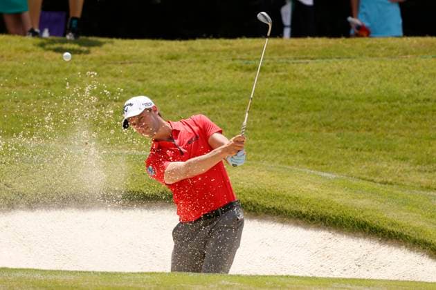 MEMPHIS, TN - AUGUST 08: Thomas Detry of Belgium watches his shot from a green side bunker on No. 4 during the second round of the FedEx St. Jude Championship, August 8, 2025, at TPC Southward in Memphis, Tennessee. (Photo by Matthew Maxey Icon Sportswire) GOLF: AUG 08 PGA, Golf Herren FedEx Cup Playoffs - FedEx St. Jude Championship EDITORIAL USE ONLY Icon250808064