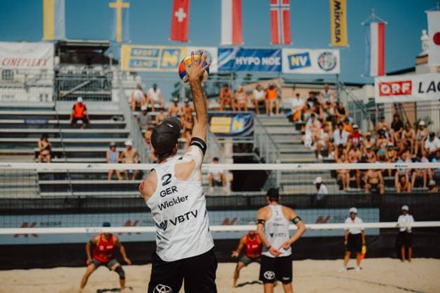 Beach volleyball, Beachvolleyball - Baden Challenge BADEN,AUSTRIA,09.AUG.25 - BEACH VOLLEYBALL - FIVB World Tour - Baden Challenge. Image shows Clemens Wickler (GER).  GEPAxpictures xAlexanderxSolc