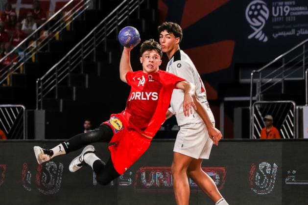 August 9, 2025, Cairo, Cairo, Egypt: BOYSEN MAGNUS The Denmark Player During IHF Men s World Championship, WM, Weltmeisterschaft u19 Match Between Denmark and Tunisia At Cairo Stadium Main Hall Cairo Egypt - ZUMAe138 20250809_zsp_e138_004 Copyright: xBassemxElziatyx
