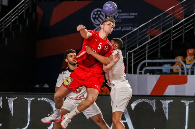August 9, 2025, Cairo, Cairo, Egypt: DALAGER JACOB The Denmark Player During IHF Men s World Championship, WM, Weltmeisterschaft u19 Match Between Denmark and Tunisia At Cairo Stadium Main Hall Cairo Egypt - ZUMAe138 20250809_zsp_e138_005 Copyright: xBassemxElziatyx