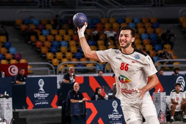 August 9, 2025, Cairo, Cairo, Egypt: AOUDAI SEIFELDINE The Tunisia Player During IHF Men s World Championship, WM, Weltmeisterschaft u19 Match Between Denmark and Tunisia At Cairo Stadium Main Hall Cairo Egypt - ZUMAe138 20250809_zsp_e138_020 Copyright: xBassemxElziatyx