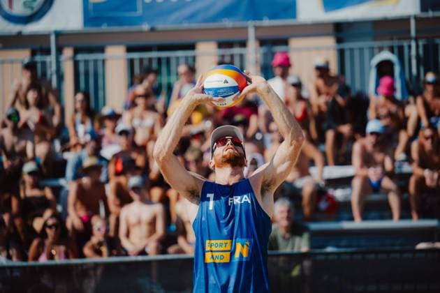 Beach volleyball, Beachvolleyball - Baden Challenge BADEN,AUSTRIA,09.AUG.25 - BEACH VOLLEYBALL - FIVB World Tour - Baden Challenge. Image shows Remi Bassereau (FRA).  GEPAxpictures xAlexanderxSolc