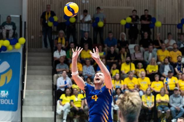 250809 Alfred Brink of Sweden during Eurovolley Qualifier match between Sweden and Spain on August 9, 2025 in Habo. Photo: Robert Boman BILDBYRAN kod XZ XZ0216 volleyboll volleyball landslaget sverige spanien national team, Nationalteam bbeng em-kval em kval herrlandslaget Copyright: ROBERTxBOMAN BB250809BB565