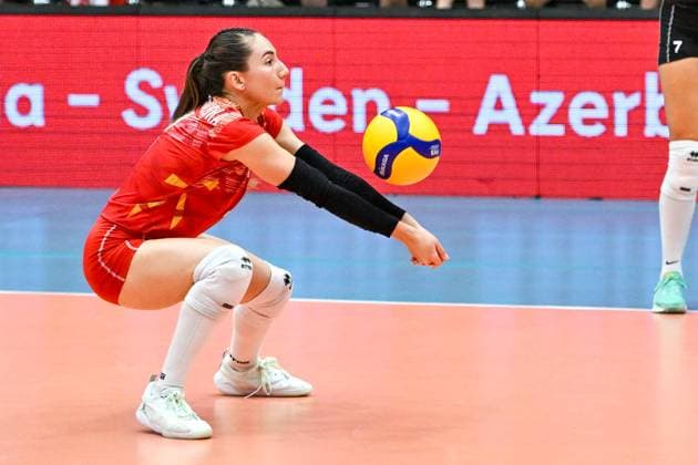 VOLLEYBALL - CEV EURO Quali, AUT vs MKD HARTBERG,AUSTRIA,09.AUG.25 - VOLLEYBALL - CEV Women s European Volleyball Championship 2026, qualification, OEVV international match, Länderspiel, Nationalmannschaft Austria vs North Macedonia. Image shows Emilija Popjordanovska (MKD).  GEPAxpictures xAvnixRetkoceri