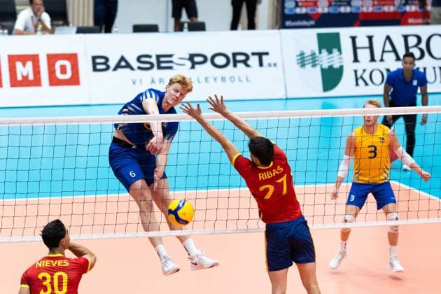 250809 Jacob Ekman of Sweden during Eurovolley Qualifier match between Sweden and Spain on August 9, 2025 in Habo. Photo: Robert Boman BILDBYRAN kod XZ XZ0216 volleyboll volleyball landslaget sverige spanien national team, Nationalteam bbeng em-kval em kval herrlandslaget Copyright: ROBERTxBOMAN BB250809BB676