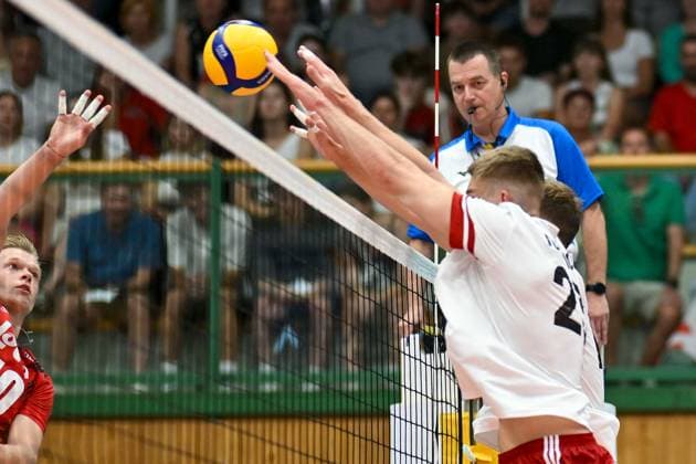 VOLLEYBALL - CEV Euro Quali, AUT vs BEL HARTBERG,AUSTRIA,09.AUG.25 - VOLLEYBALL - CEV European Volleyball Championship 2026, qualification, OEVV international match, Länderspiel, Nationalmannschaft Austria vs Belgium. Image shows Nicolai Grabmueller (AUT).  GEPAxpictures xAvnixRetkoceri