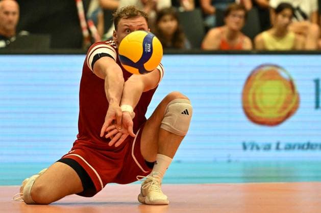 VOLLEYBALL - CEV Euro Quali, AUT vs BEL HARTBERG,AUSTRIA,09.AUG.25 - VOLLEYBALL - CEV European Volleyball Championship 2026, qualification, OEVV international match, Länderspiel, Nationalmannschaft Austria vs Belgium. Image shows Jacob Kitzinger (AUT).  GEPAxpictures xAvnixRetkoceri