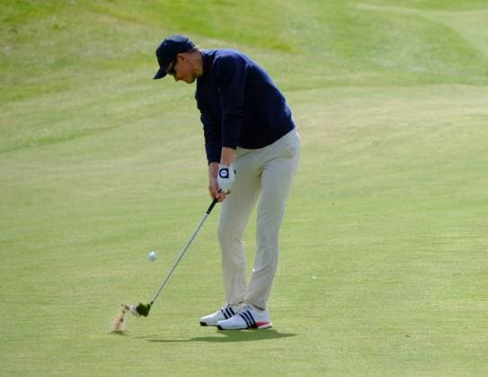 UK: Nexo Championship, Old Course at Trump International Golf Links, Aberdeen, Scotland on 09 August 2025: Pictured: Daan Huizing (Netherlands) on the 9th fairway during the third round of the Nexo Championship 2025 at Trump International Golf Links, Aberdeenshire, Scotland Aberdeen Trump International Golf Links Scotland Copyright: xAlexxToddx