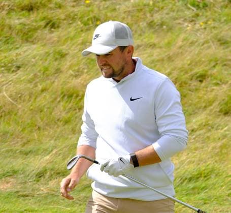 UK: Nexo Championship, Old Course at Trump International Golf Links, Aberdeen, Scotland on 09 August 2025: Pictured: Alex Fitzpatrick (England) on the 9th green during the third round of the Nexo Championship 2025 at Trump International Golf Links, Aberdeenshire, Scotland Aberdeen Trump International Golf Links Scotland Copyright: xAlexxToddx