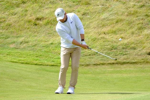 UK: Nexo Championship, Old Course at Trump International Golf Links, Aberdeen, Scotland on 09 August 2025: Pictured: Alex Fitzpatrick (England) on the 9th green during the third round of the Nexo Championship 2025 at Trump International Golf Links, Aberdeenshire, Scotland Aberdeen Trump International Golf Links Scotland Copyright: xAlexxToddx