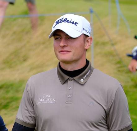 UK: Nexo Championship, Old Course at Trump International Golf Links, Aberdeen, Scotland on 09 August 2025: Pictured: Jannik De Bruyn (Germany) during the third round of the Nexo Championship 2025 at Trump International Golf Links, Aberdeenshire, Scotland Aberdeen Trump International Golf Links Scotland Copyright: xAlexxToddx