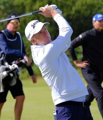 UK: Nexo Championship, Old Course at Trump International Golf Links, Aberdeen, Scotland on 09 August 2025: Pictured: Martin Laird (Scotland) on the 10th fairway during the third round of the Nexo Championship 2025 at Trump International Golf Links, Aberdeenshire, Scotland Aberdeen Trump International Golf Links Scotland Copyright: xAlexxToddx