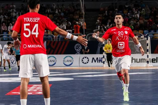August 9, 2025, Cairo, Cairo, Egypt: ABDELRAHMAN ALY And YOUSSEF AHMED The Egyptian Handball Players During 11TH IHF Men s World Championship, WM, Weltmeisterschaft U19 Egypt 2025 Match Between Egypt And Japan At Cairo Stadium Main Hall Cairo Egypt - ZUMAe138 20250809_zsp_e138_025 Copyright: xBassemxElziatyx