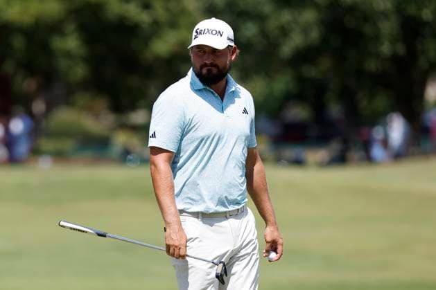 MEMPHIS, TN - AUGUST 09: Andrew Novak of the United States looks back at the hole after making birdie on No. 11 during the third round of the FedEx St. Jude Championship, August 9, 2025, at TPC Southward in Memphis, Tennessee. (Photo by Matthew Maxey Icon Sportswire) GOLF: AUG 09 PGA, Golf Herren FedEx Cup Playoffs - FedEx St. Jude Championship EDITORIAL USE ONLY Icon250809050