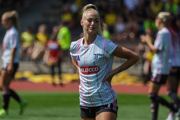 10.08.2025, xfanx, Fussball Testspiel, Borussia Dortmund Frauen - Juventus Turin Frauen v.l. Alisha Lehmann (Juventus Turin) (DFL DFB REGULATIONS PROHIBIT ANY USE OF PHOTOGRAPHS as IMAGE SEQUENCES and or QUASI-VIDEO) Dortmund